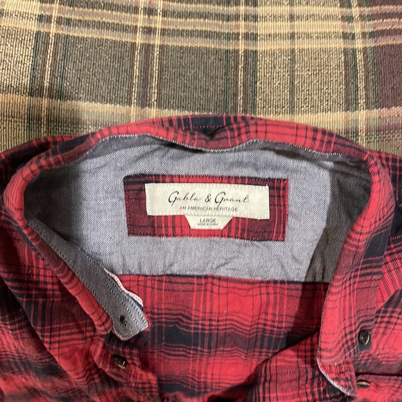 Men’s Gable and Grant red and black plaid long-sleeve sz L - Picture 2 of 2